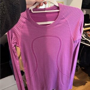 Lululemon Women's Pink Striped Long Sleeve Top
